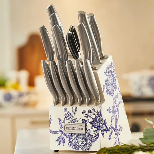 Homer 15 Piece Caskata Collection Stainless Steel Hollow Handle Cutlery Block Set